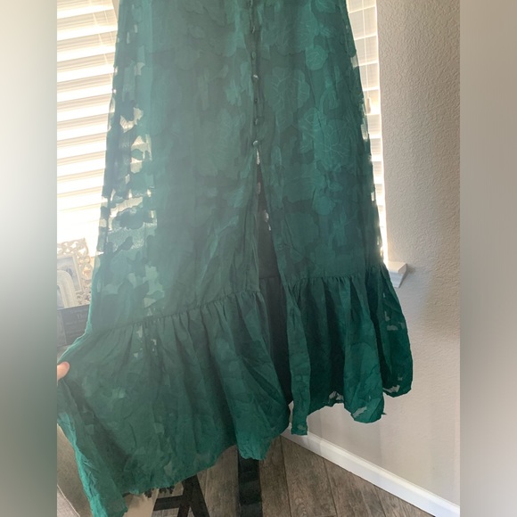 NWOT Lulus Everlasting Charm Emerald Green Floral Jacquard Midi Dress - Picture 9 of 9